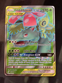 Celebi & Venusaur GX (Full Art) 159/181 Sm-Team Up Holo Pokemon Card Grass Type - Image 5