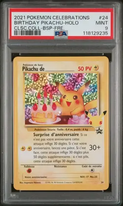 Carte Pokemon Pikachu Anniversaire 24 PSA 9 Celebrations 25 ans Epee Et Bouclier - Image 1