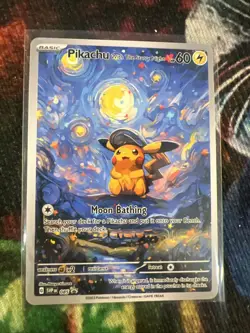 Pokemon Pikachu Starry Night Van Gogh Beautiful Moon ACG Star Trading Card - NM - Image 1