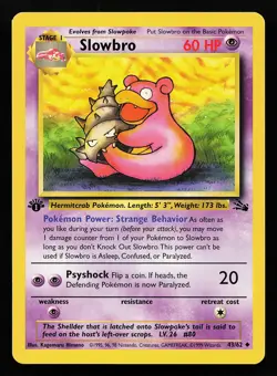 Slowbro 43/62 Uncommon 1st Edition Fossil Pokemon Card - Image 1