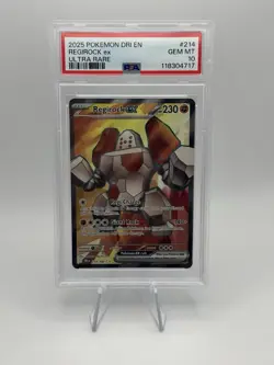 2025 POKEMON DESTINED RIVALS ULTRA RARE 214/182 REGIROCK EX PSA 10 Low Pop - Image 1