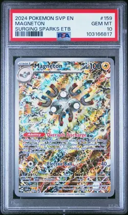 2024 Pokemon SVP EN-SV Surging Sparks ETB Black Star Promo #159 Magneton PSA 10 - Image 1
