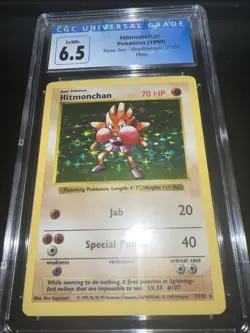 Pokemon TCG Hitmonchan Base Set 7/102 Holo Shadowless Holo Rare CGC 6.5 - Image 1