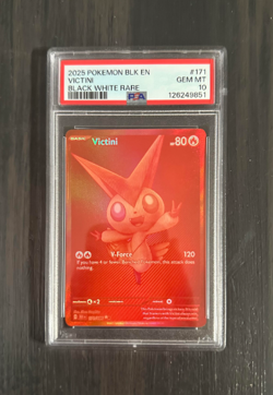 2025 POKEMON BLK EN-BLACK BOLT 171/86 VICTINI BLACK WHITE RARE PSA 10 - Image 1