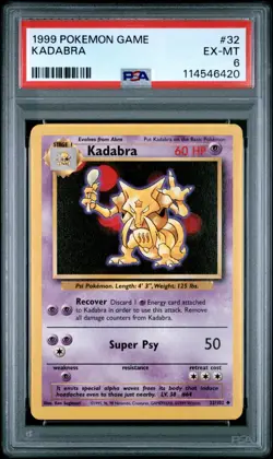 1999 POKEMON GAME #32 KADABRA PSA EX-MT 6 - Image 1