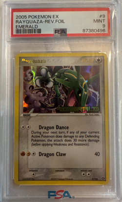 2005 POKEMON EX EMERALD #9 RAYQUAZA-REVERSE FOIL PSA 9 POP 45 - Image 1
