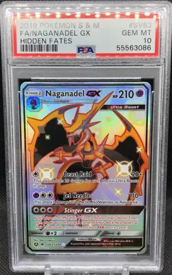 2019 Pokemon Hidden Fates Full Art Naganadel GX #SV63 PSA 10 GEM MINT 💎 - Image 1