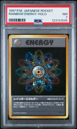 PSA 7 Rainbow Energy Team Rocket Holo SWIRL 1999 Japanese Pokemon Card - Image 1