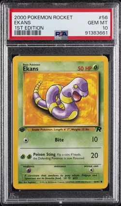 2000 POKEMON ROCKET 1ST ED #56 EKANS PSA 10 - Image 1