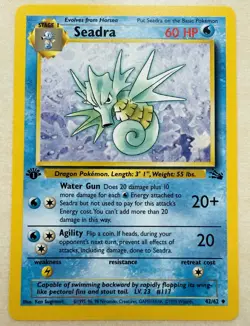 Seadra 42/62 Fossil 1st Edition Uncommon Pokemon TCG Card NM - Image 1