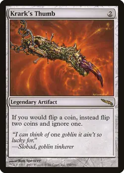 MTG Krark's Thumb x1 LP/NM Mirrodin (MRD #190) Regular - coin flip artifact - Image 1