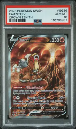 2023 POKEMON SWORD & SHIELD CROWN ZENITH #GG36 FULL ART/ENTEI V PSA 10 - Image 1