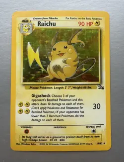 Pokemon Card WOTC TCG 1999 Raichu 14/62 Original Holo Rare Fossil - Image 1
