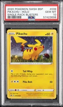 2020 POKEMON SWSH BLACK STAR PROMO SINGLE PACK BLISTERS #039 PIKACHU-HOLO PSA 10 - Image 1