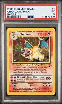 2000 POKEMON BASE SET 2 #4 CHARIZARD-HOLO PSA 5 - Image 1