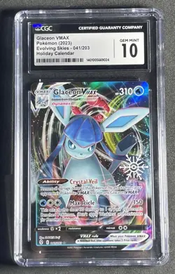 2023 POKEMON HOLIDAY CALENDAR #041 GLACEON VMAX CGC 10 - Image 1