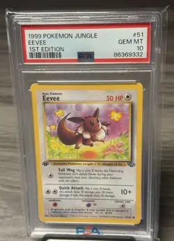 Eevee 1st Edition Jungle 51/64 1999 Pokemon TCG PSA 10 Gem Mint WOTC English - Image 1