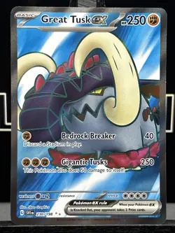 Great Tusk EX 230/198 Scarlet & Violet Base Set Full Art Pokemon Card Holo LP - Image 3