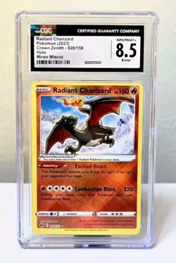 Miscut Error Radiant Charizard - Crown Zenith 020/159 Holo CGC 8.5 Pokemon Card - Image 1