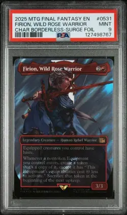 MTG Final Fantasy Firion, Wild Rose Warrior Borderless Surge Foil #531 PSA 9 - Image 1