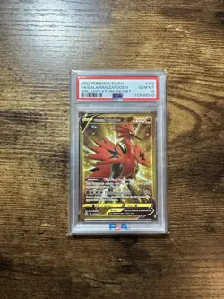 2022 Pokemon Brilliant Stars Galarian Zapdos V Gold Secret Rare 182/172 PSA 10 - Image 1