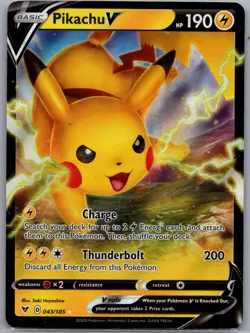 Pikachu V 043/185 - Pokemon TCG SWSH04: Vivid Voltage - Ultra Rare (NM) - Image 1