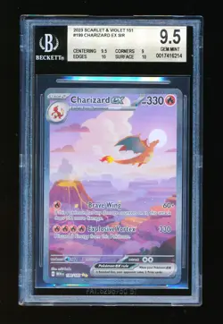 BGS 9.5 CHARIZARD EX 2023 POKEMON SCARLET & VIOLET 151 ENGLISH #199 (2) 10 SUBS - Image 1
