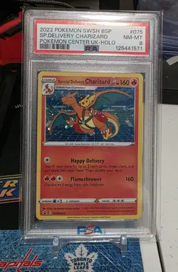 2022 POKEMON SWSH BLACK STAR PROMO #075 SPECIAL DELIVERY CHARIZARD-HOLO PSA 8 - Image 1