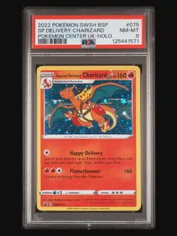 2022 POKEMON SWSH BLACK STAR PROMO #075 SPECIAL DELIVERY CHARIZARD-HOLO PSA 8 - Image 3