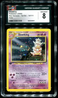 CGC 8 Slowking 1st Edition Holo Rare Neo Genesis 2000 Pokemon Card #14 - Image 1