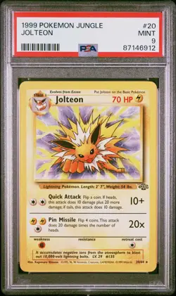 PSA 9 JOLTEON 20/64 Non-Holo Rare Jungle Set 1999 - Pokemon Card 4 WOTC - Image 1