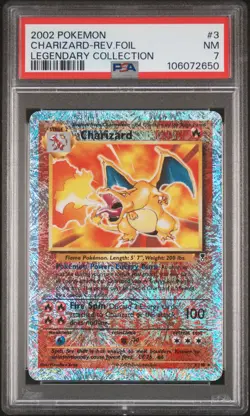 2002 POKEMON LEGENDARY COLLECTION #3 CHARIZARD-REVERSE FOIL PSA 7 - Image 1