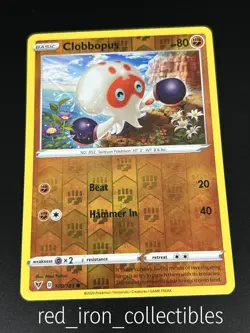 Clobbopus 100/185 Reverse Holo Common Vivid Voltage Sword & Shield Pokemon Card - Image 1