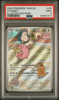 2024 POKEMON TWM EN-TWILIGHT MASQUERADE ILLUSTRATION RARE #187 CHANSEY PSA 9 - Image 1