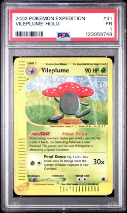 PSA 1 PR POOR 2002 Pokemon Expedition 31/165 Vileplume Holo Rare POP 6 - Image 1