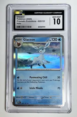 Glaceon 025/131 Holo Rare Prismatic Evolutions Pokemon TCG CGC Gem Mint 10 - Image 1