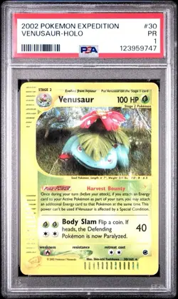 PSA 1 PR POOR 2002 Pokemon Expedition 30/165 Venusaur Holo Rare POP 14 - Image 1