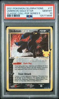 2021 POKEMON CELEBRATIONS CLASSIC COLL #17 UMBREON-GOLD STAR PSA 10 - Image 1