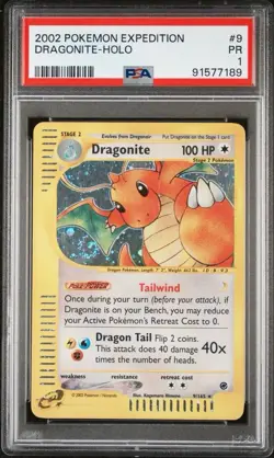 PSA 1 PR POOR Dragonite 9/165 Holo Rare Expedition Pokemon POP 32 - Image 1