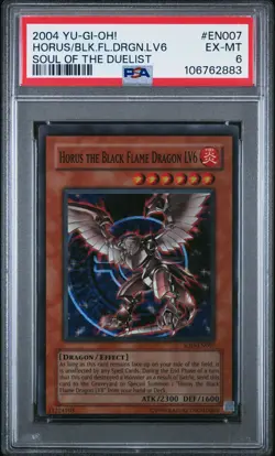2004 YU-GI-OH! SOD-SOUL OF THE DUELIST HORUS THE BLACK FLAME DRAGON LV6 PSA 6 - Image 1