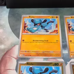 4x Riolu 076/132 Reverse Holo Mega Evolution Pokemon TCG Near Mint Card Playset - Image 4
