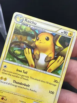 Raichu 10/123 HeartGold SoulSilver Cracked Ice Holo Rare NM Pokemon TCG Card AJ3 - Image 2