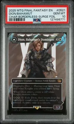 MTG Final Fantasy Dion, Bahamut's Dominant Borderless Surge Foil #521 PSA 10 - Image 1