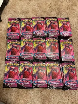 Pokemon Lot (300) TCG Sword Shield Fusion Strike Booster Packs Unsearched Sealed - Image 1