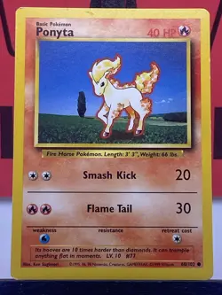 Ponyta 60/102 Base Set WOTC Pokemon TCG Regular Common 1999 MP - Image 3