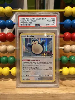 2020 POKEMON SWSH BLACK STAR PROMO PRERELEASE #068 SNORLAX-HOLO PSA 10 - Image 1