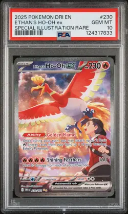 2025 POKEMON DRI EN-DESTINED RIVALS #230 ETHAN'S HO-OH EX PSA 10 - Image 1
