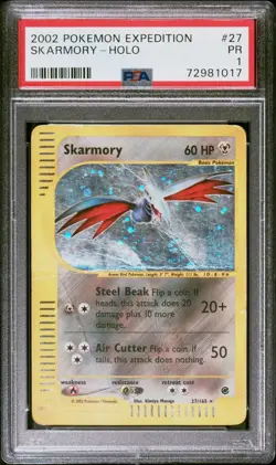 PSA 1 PR POOR 2002 Pokemon Expedition Skarmory 27/165 Holo Pop 7 - Image 1