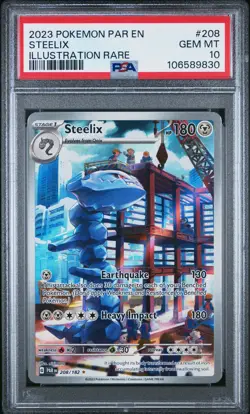 2023 POKEMON PAR EN-PARADOX RIFT ILLUSTRATION RARE #208 STEELIX PSA 10 - Image 1