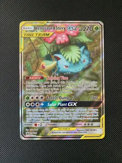 Pokemon TCG Venusaur & Snivy GX TAG TEAM SM229 Full Art Alternate Art 2019 HP - Image 1